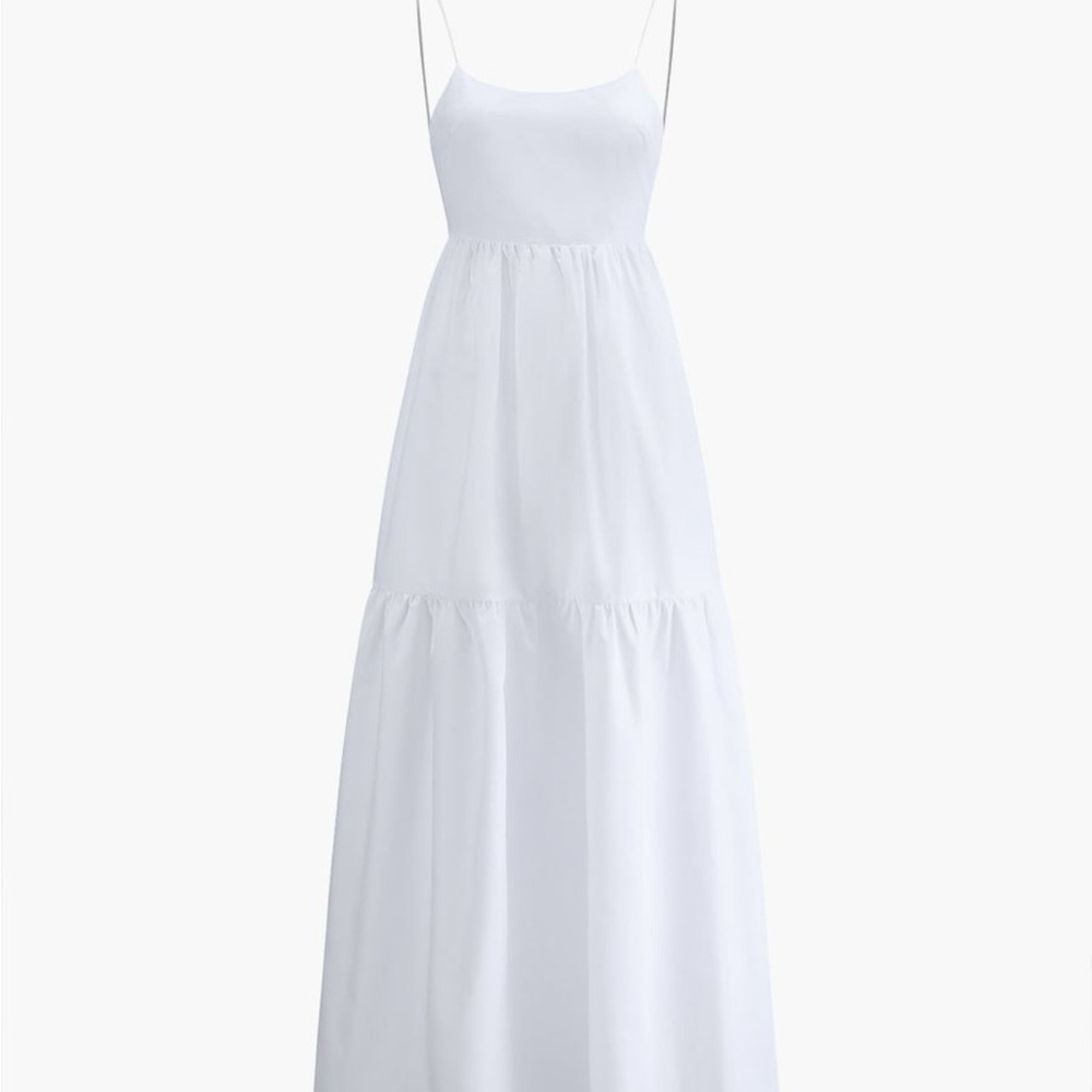 Commense White Spaghetti Strap Sleeveless Maxi Dress